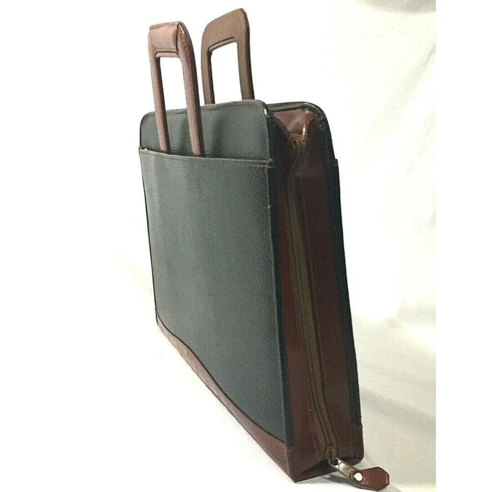 Vintage Stebco Briefcase Attache Vegan Pebbled Leather Retractable Handle Binder